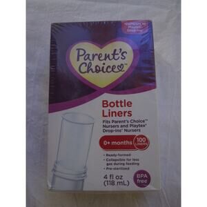 NEW Parent's Choice Bottle Liners BPA Free 4 fl oz 100‎ count 0+ months Nursers